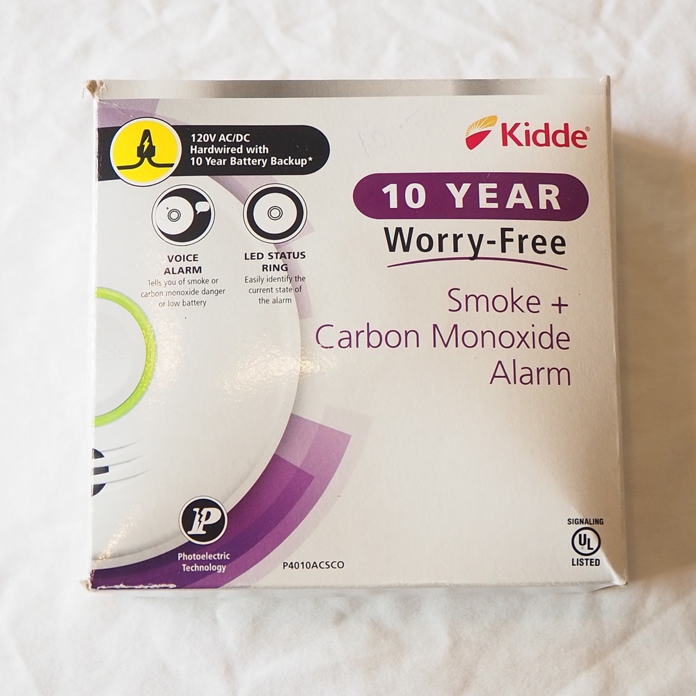 Kiddie Smoke Carbon Monoxide Detector Hardwired 10 Yr Battery Backup Voice OPEN